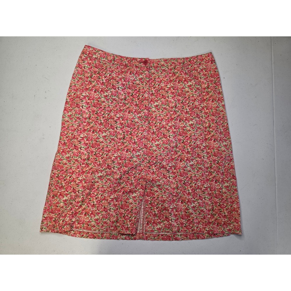 Eddie Bauer Womens Pink Floral Ditsy Print Cotton Stretch Skirt Size 12 Slit